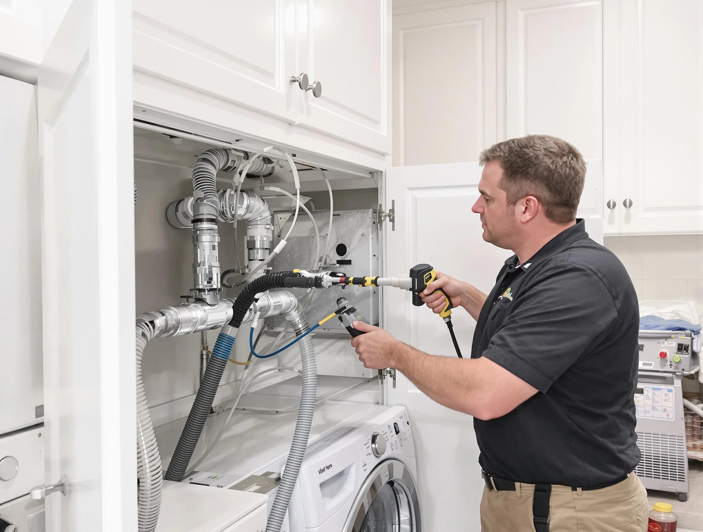 Roy Dryer Vent Cleaning professional removing severe blockage from a clogged dryer vent in Roy