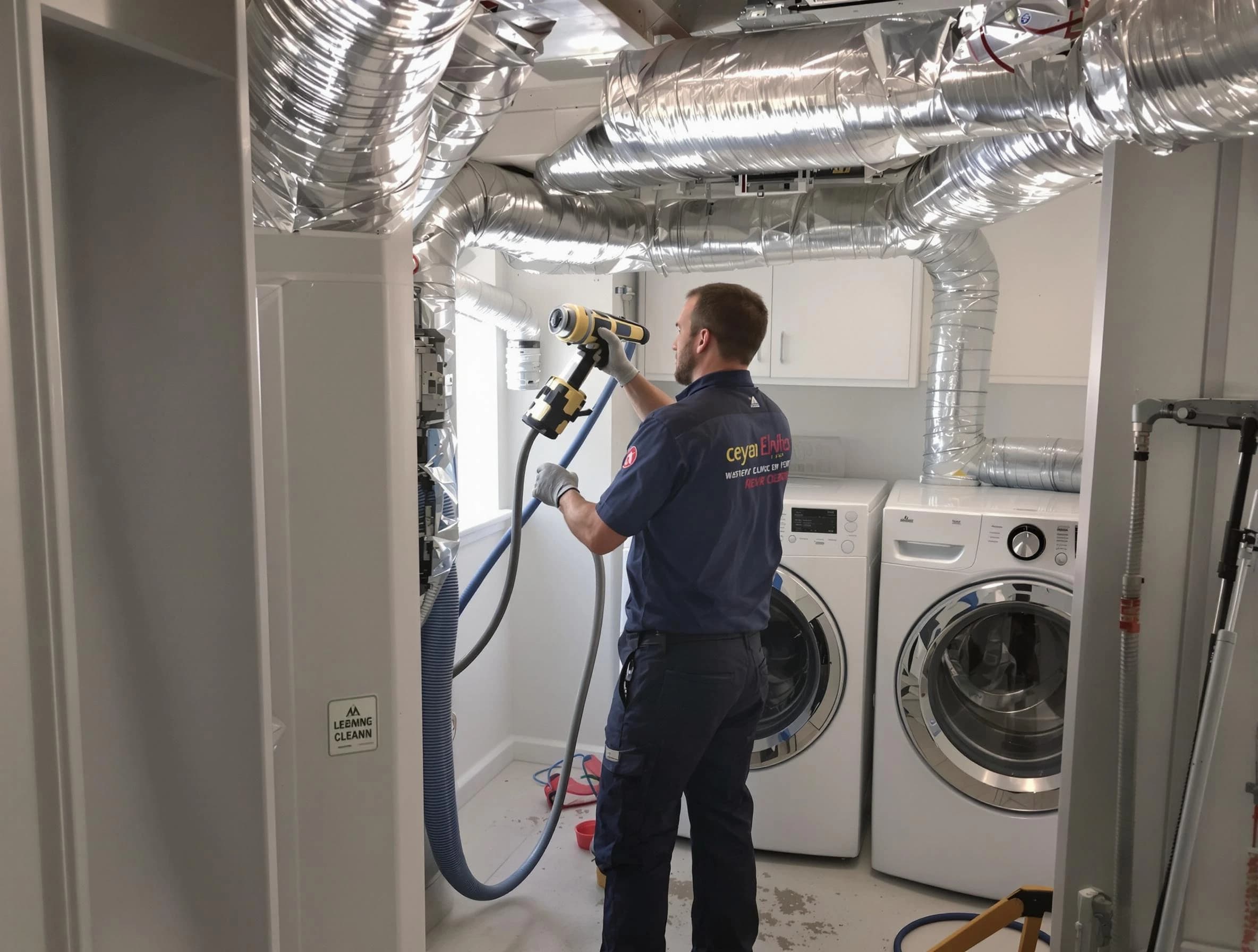 Roy Dryer Vent Cleaning specialist using advanced equipment for thorough duct cleaning in Roy
