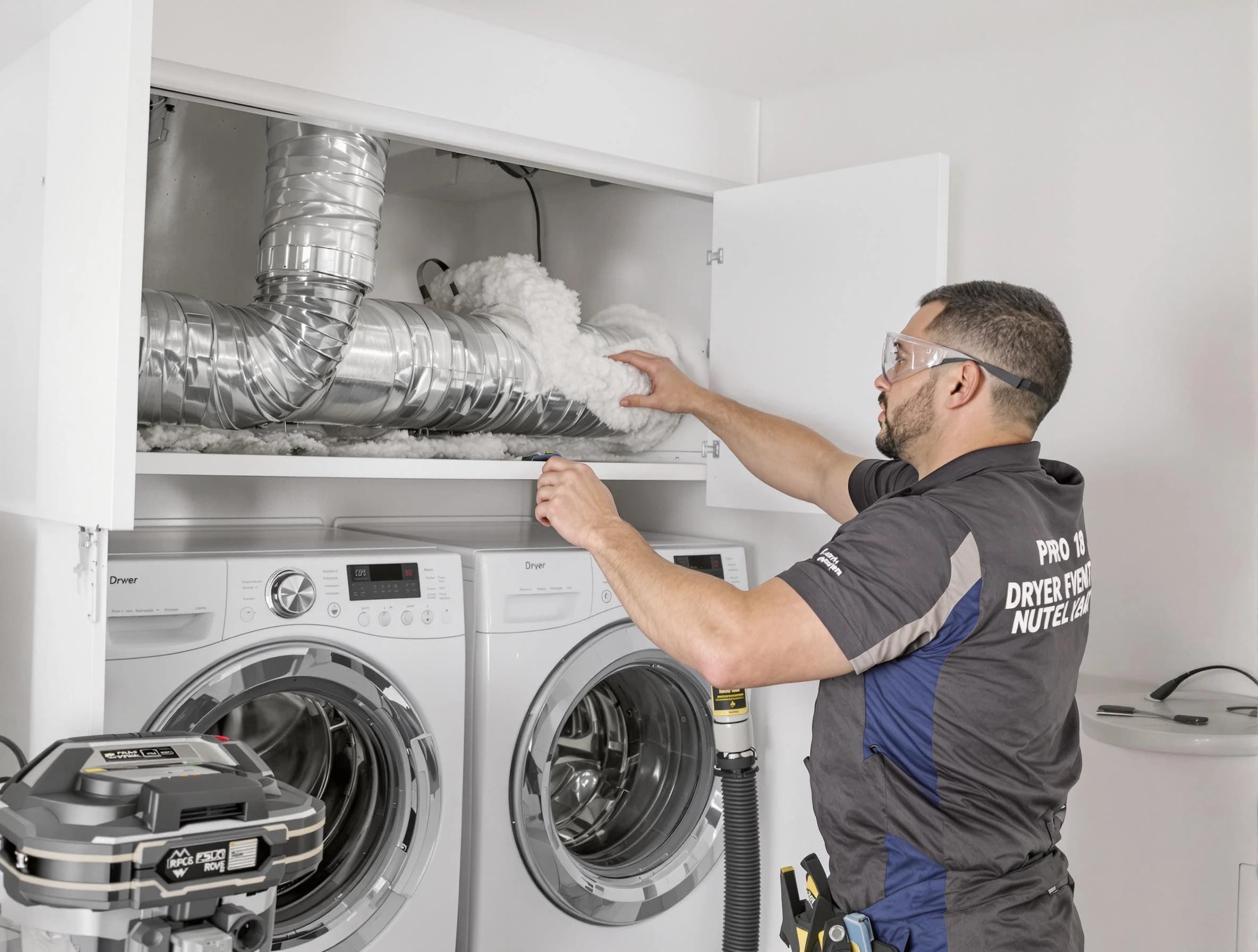 Roy Dryer Vent Cleaning certified technician performing specialized gas dryer vent cleaning in Roy