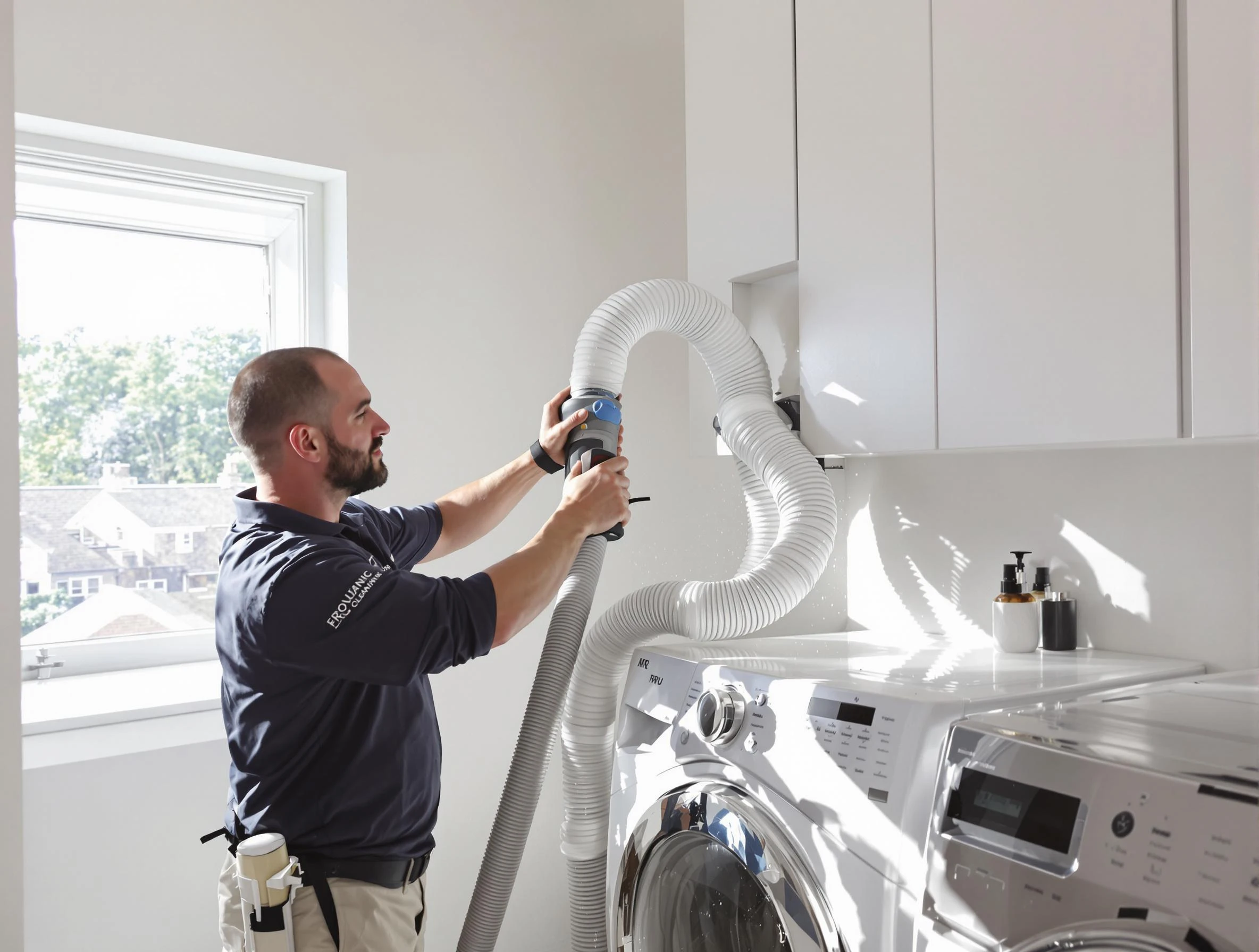 Certified Roy Dryer Vent Cleaning technician performing dryer vent cleaning in Roy