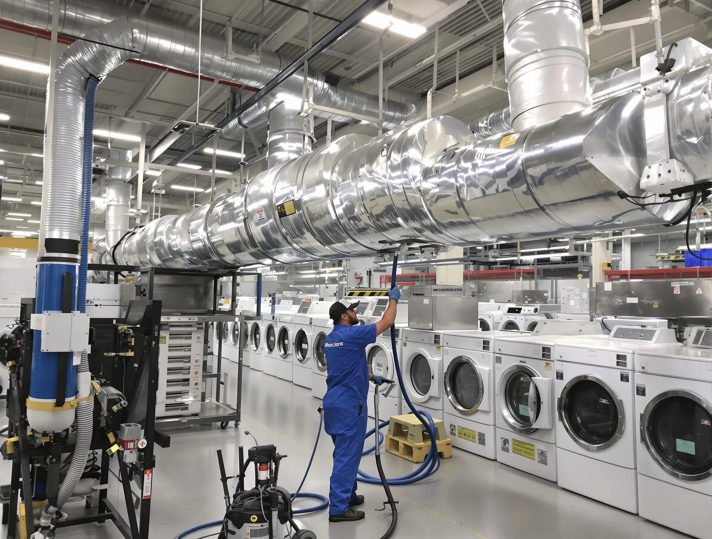 Roy Dryer Vent Cleaning team performing heavy-duty industrial dryer vent cleaning in Roy