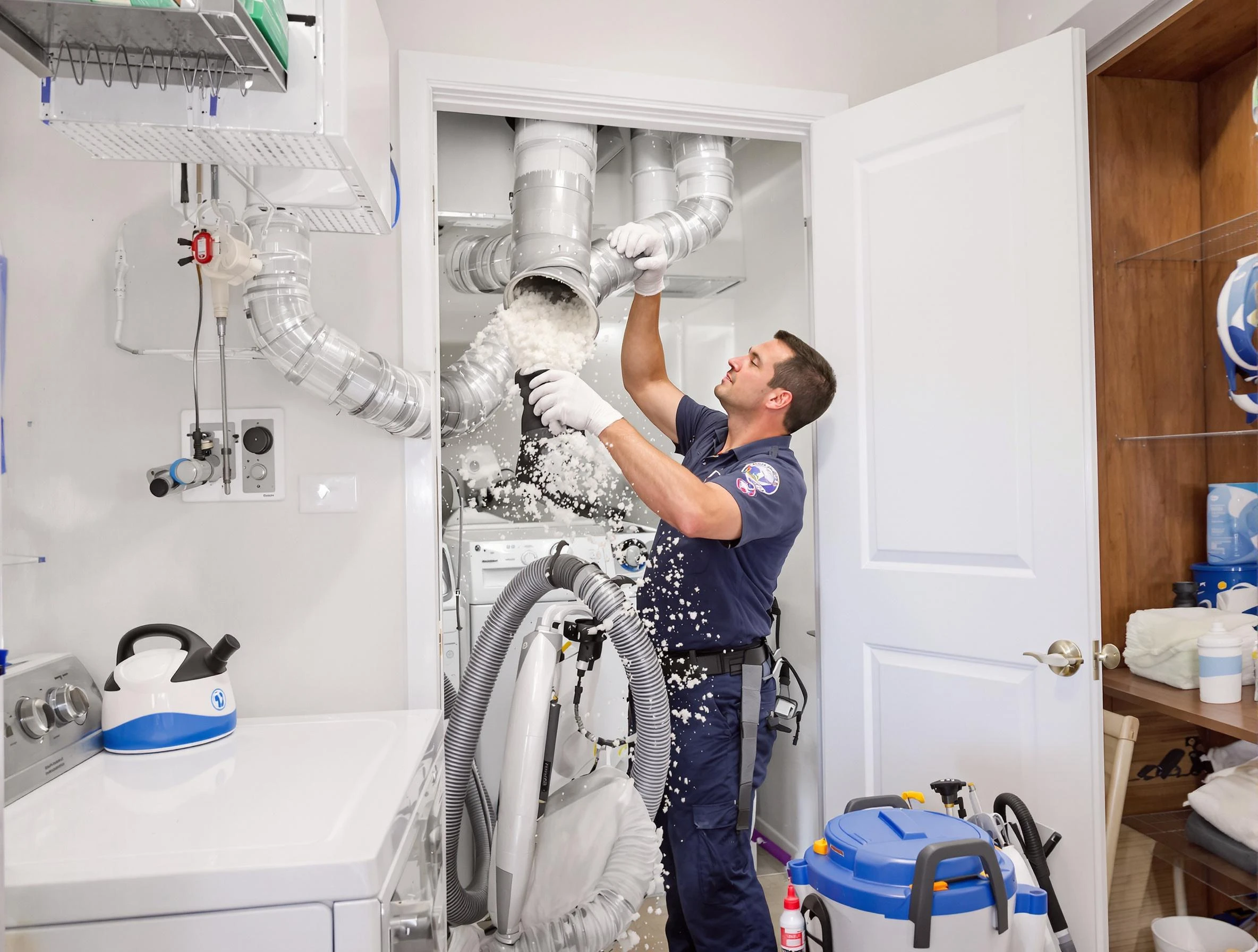 Roy Dryer Vent Cleaning technician delivering thorough residential dryer vent cleaning service in Roy